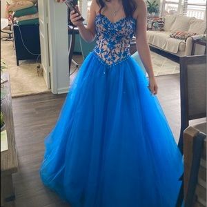 Blue Prom Dress with a corset back. Only worn three times.